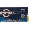 PPU Handgun 9mm Luger 115gr. FMJ Brass 9mm 50Rds