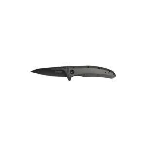 Kershaw Grid Gray Folding Knife - 3.75" Plain Black Drop Point Blade